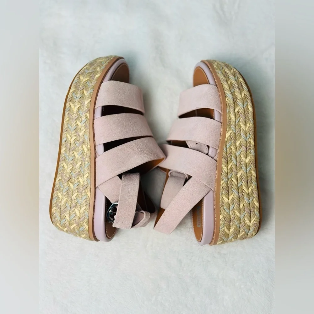 Fitflop Eloise Espadrille Suede Strappy Wedge Sandals in Soft Lilac Size 36 or 5